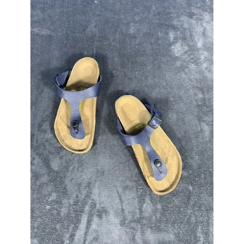 Birkenstock Gizeh Navy Blue Pebbled Leather Thong Sandals Women's 37 EU US 6-6.5